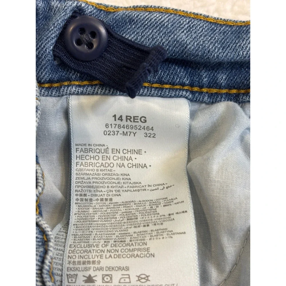 Levis Girls High Rise Ankle Straight‎ Distressed Jeans Blue 14 Reg 0237-M7Y